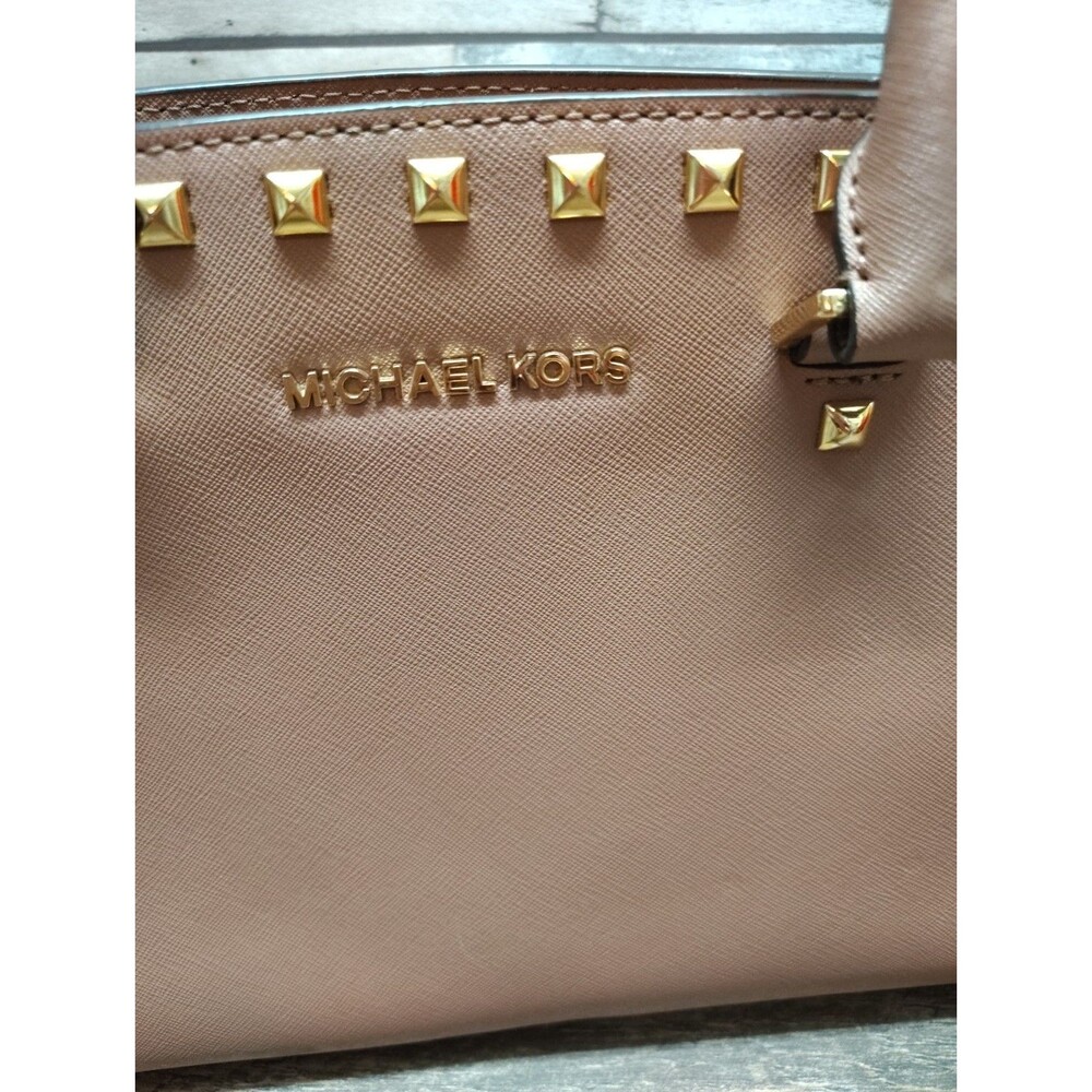 MICHAEL Michael Kors Selma Stud Medium Top Zip Leather Satchel Handbag Luggage - Picture 4 of 16
